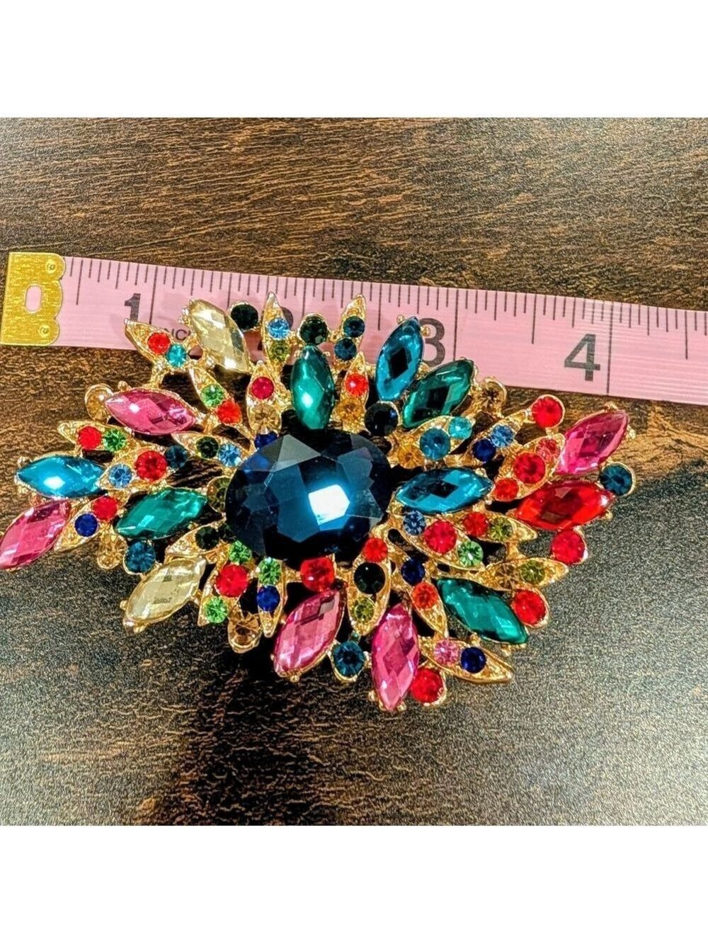 Rhinestones Large Statement Brooch ,New - Picture 4 of 4